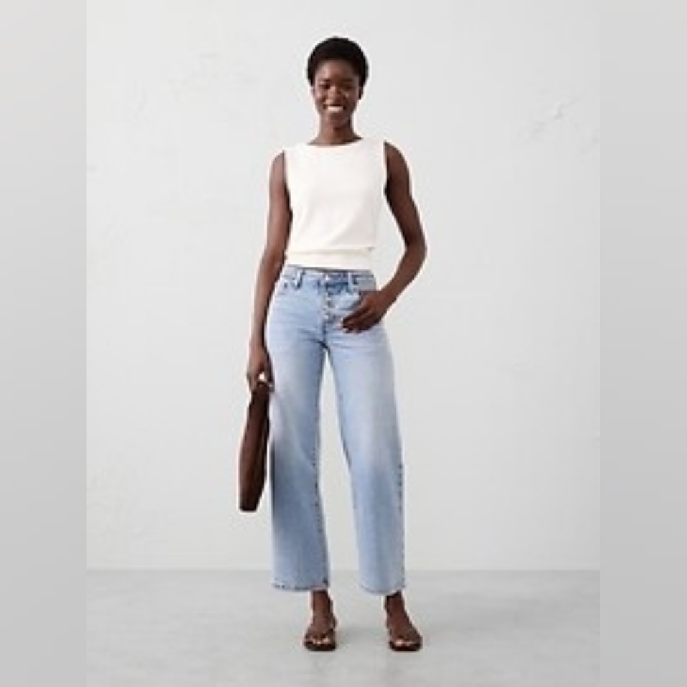 BNWT Banana Republic Straight Mid-Rise Cropped Jean light wash 34 Reg (Size 18)